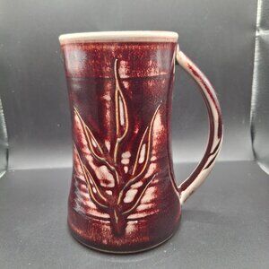 Handcrafted Ceramic Mug With Embossed Leaf Design NC History Museum Signed